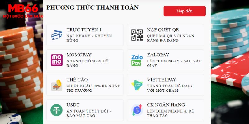Cách nạp tiền tại MB66